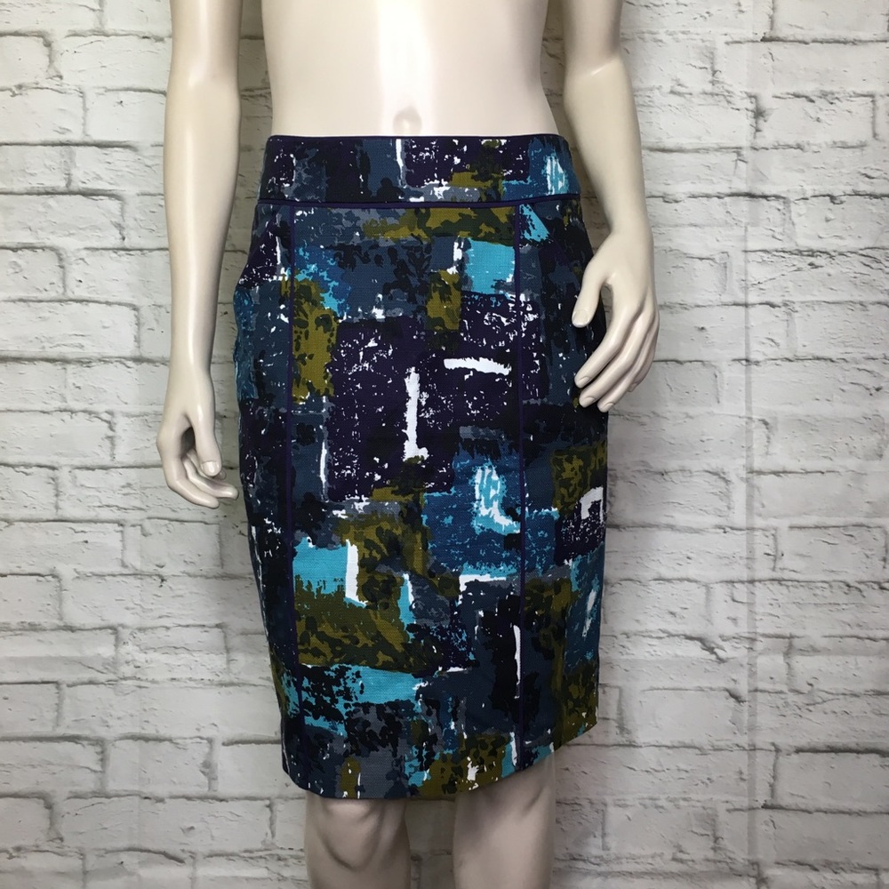 Tabitha Anthropologie Abstract Blue Skirt Size 2